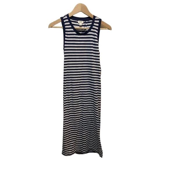 J. Crew navy blue and white striped dress. maxi NWT size XS nautical - Picture 1 of 9